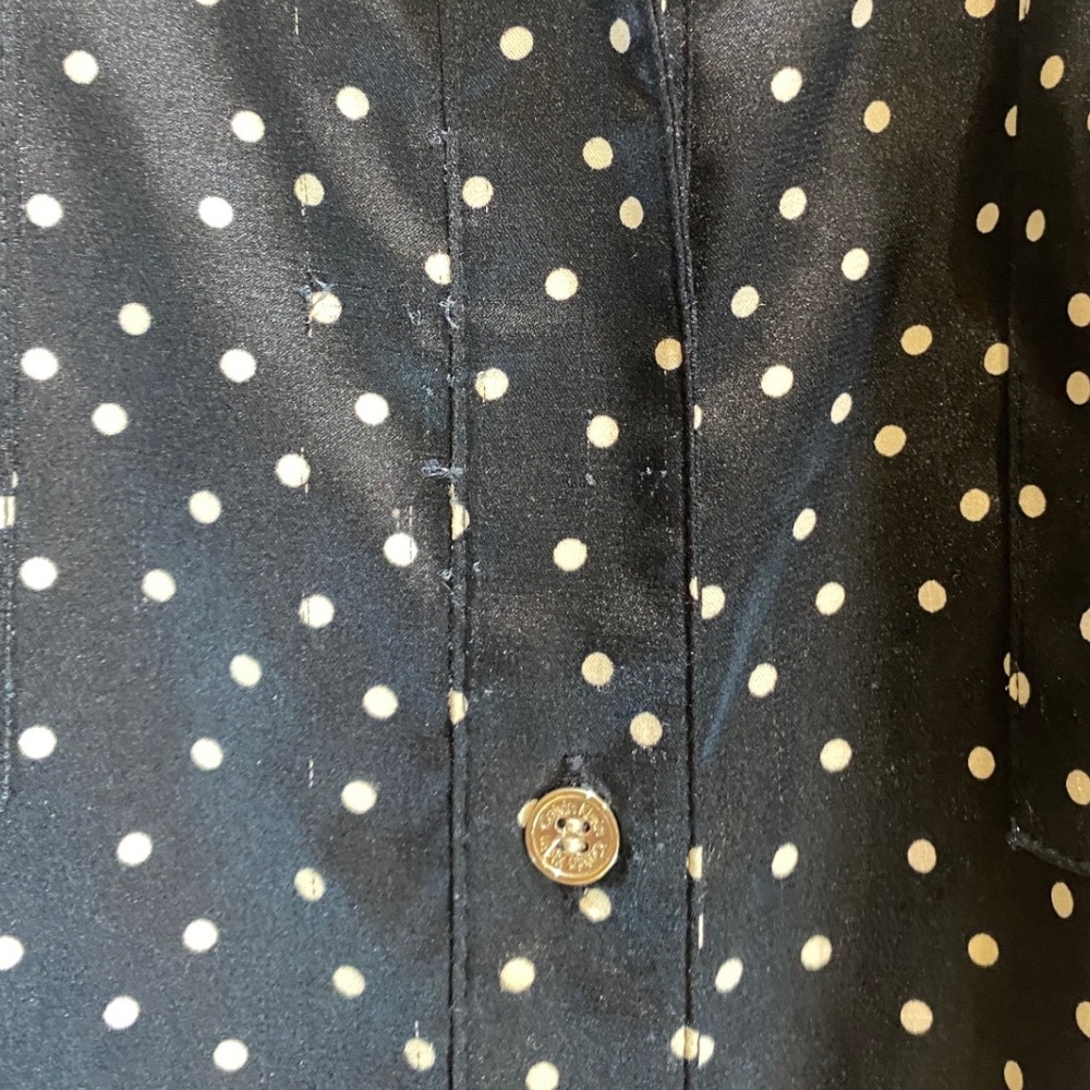 Calvin Klein Blouse XL Navy Polka Dot  Women's Classic Silky Stretch Top Office‎ - Picture 12 of 13